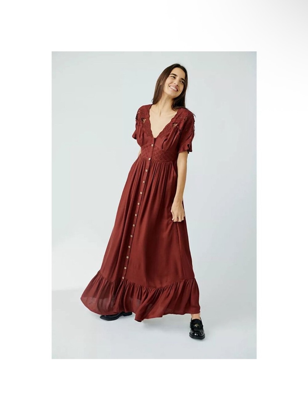 Free people Colette maxi dress in cinnamon brown